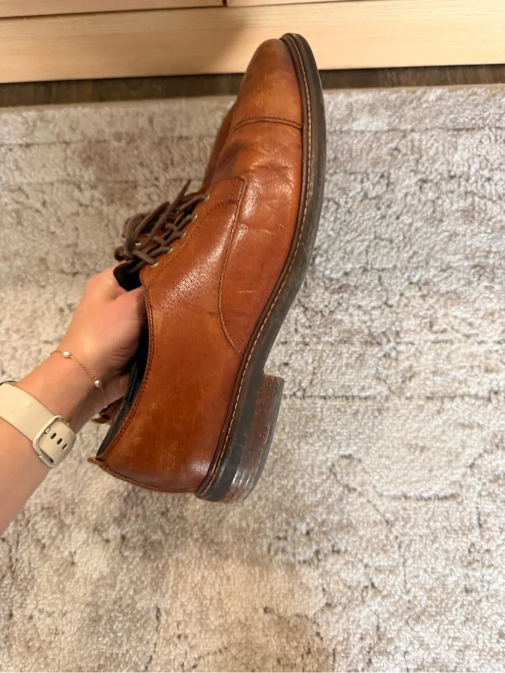Cole Haan Men’s Brown Leather Oxfords with Black Soles